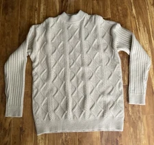 Aelfric Eden Sweater Mens Large Ivory White Cable Fisherman 90’s Retro Chunky