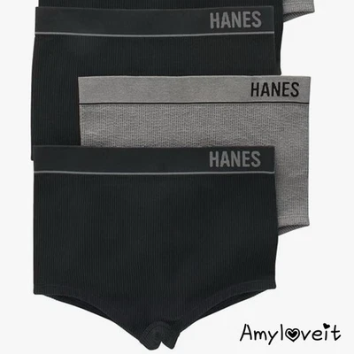 Hanes Women's Originals Seamless Stretchy Ribbed Boyfit Panties Set Size Small - Image 1 of 4