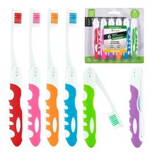 6PK Portable Folding Toothbrush Kit Multi-color Built-in Cover Soft Travel Size