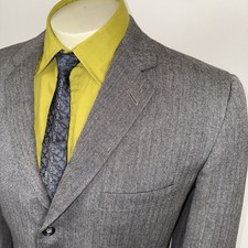 Vtg 50s 60s Suit Jacket Mens Sport Coat Blazer Wool MCM Silberbergs USA 42 Short