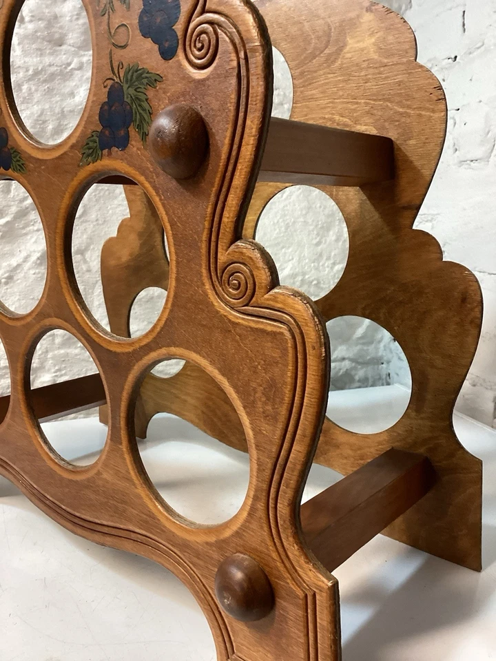 复古手工实木 6 瓶装饰台面酒架展示 — 第 4/4 张图片