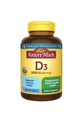 Nature Made Vitamin D3 25mcg 1000 IU - 650 Softgels EXP OCT 2028