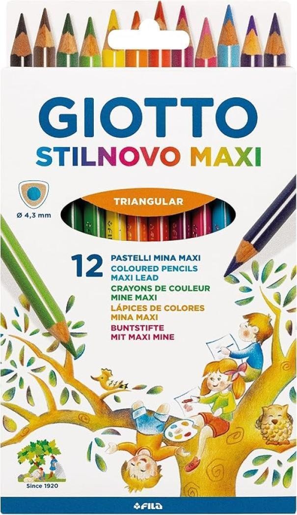 Giotto Stilnovo Maxi Pastelli 12 Colori Mina 4,3 mm