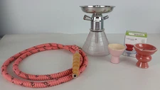Mya Pink Hookah Set 1 Hose Medium Light Pink Bowl + Large Omnis Dark Pink Bowl