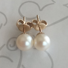 6-7mm Round Cultured Pearl 14K Yellow Gold Pierced Earrings