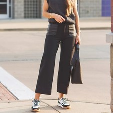 New Anthropologie The Colette Faux Leather Pocket Wide-Leg Pants Maeve Black 31