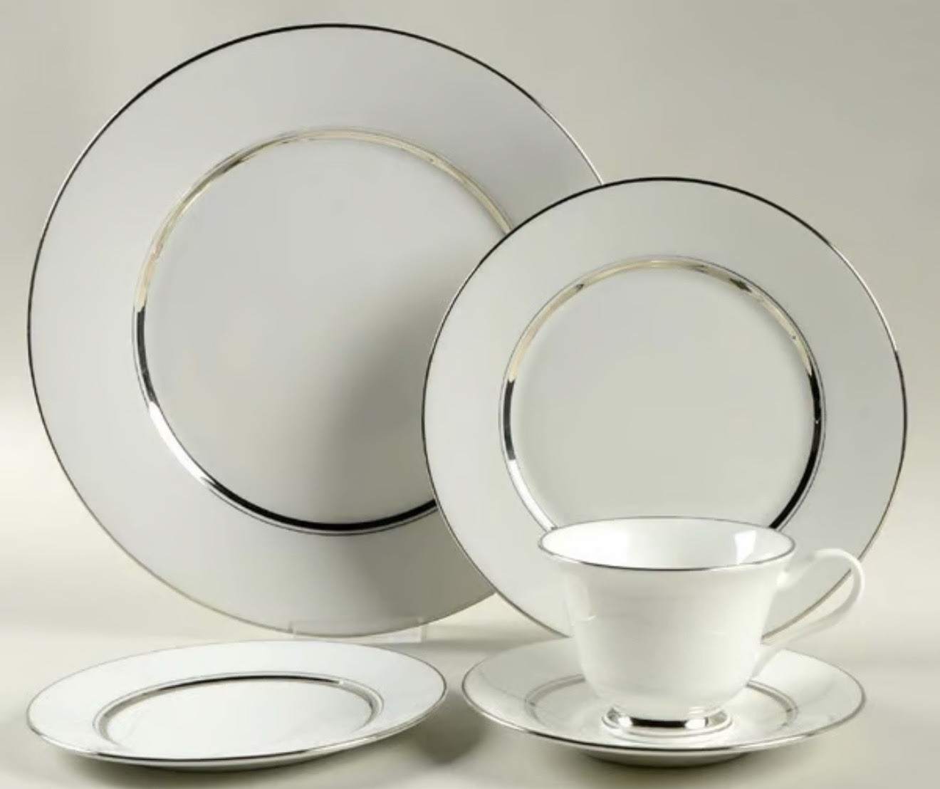 NEW Oxford Lenox 1950s Lexington Bone China White Platinum P