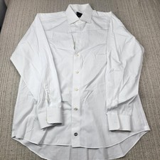 David Donahue Shirt Mens 17 34/35 White Solid Classic Fit French Cuff Dress