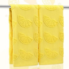 2 Pcs Lemon Hand Towels for Bathroom Decor 100 Cotton Jacquard Weave Soft Ab...