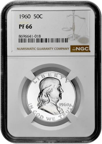 1960 50C Proof Silver Franklin Half Dollar NGC Graded PF 66 in New Holder