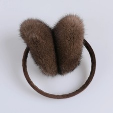 Real Mink Fur Earmuffs Unisex Foldable Winter Ear Warmers Velvet Band