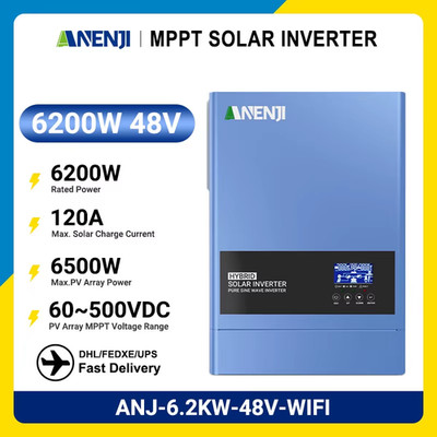 6.2KW 4KW 2KW MPPT Hybrid Solar Inverter Pure Sine Off Grid Tie 230VAC  PV 500V 