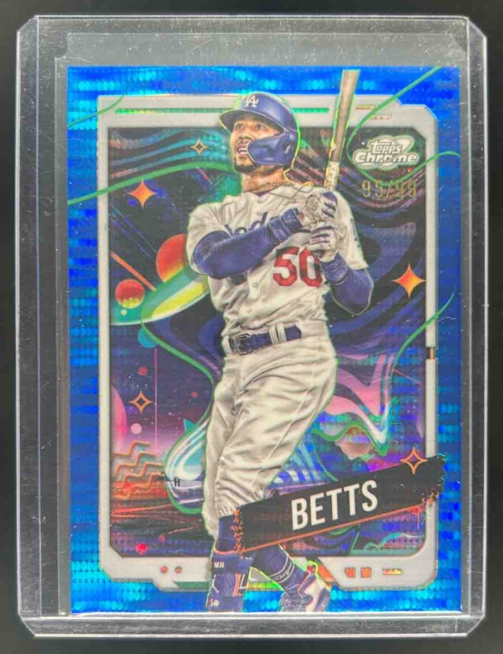 2024 Topps Cosmic Chrome Mookie Betts Blue Moon Refractor #95/99 Dodgers