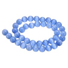 38pcs Light Blue Cat's Eye Stone Beads 10mm Round Crystal Loose Bead