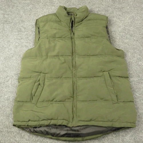 Smiths Workwear Vest Mens Large Camping Puffer Zip Sleeveless Pockets Green