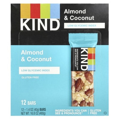 Almond & Coconut, 12 Bars, 1.4 oz (40 g) Each
