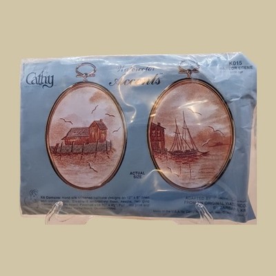 CATHY brand--2 designs  with frames--embroidery kit--Harbor Scenes--Unopened