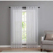 GoodGram 2 Pack: Basic Rod Pocket Sheer Voile Window Curtain Panels-Assorted