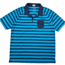Oakley Men's Legacy Hydrolix Performance Polo Shirt XL Striped Blue Regular Fit