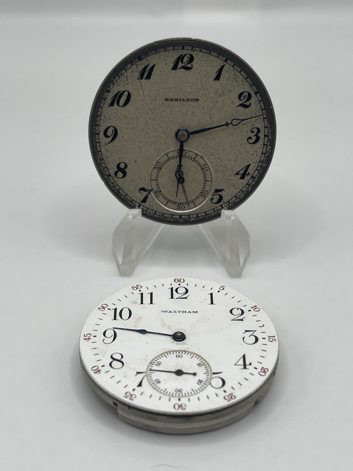 Hamilton 912 And Waltham Pocket Watch Movements Running