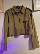 Zara Cargo Cropped Jacket Khaki Green Size S Brand New with Tags