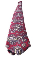 Vintage Yves Saint Laurent Red/Blue/Yellow Paisley 100 Silk Tie Made In USA
