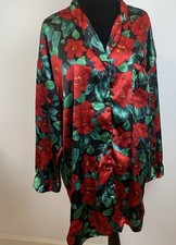 Victoria Secret Gold Label 90  s Sleepshirt Red And Green Floral Satin Medium