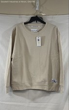Calvin Klein Jeans Men's Crewneck Sweatshirt Beige Logo Patch Size M NWT