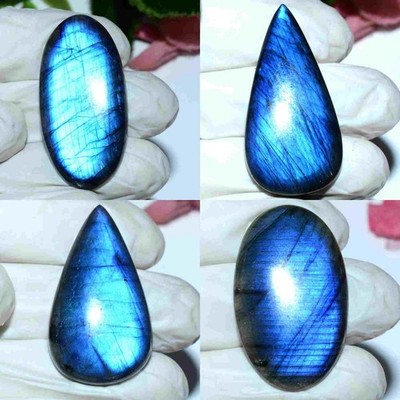 Blau Spectrum ~ 4 Stück Natürlich Labradorite Erstklassiges 39mm-44mm Cabochon