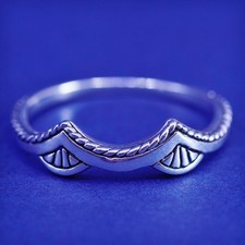 Size 9.5, vintage Sterling silver handmade ring, 925 pointy crown band