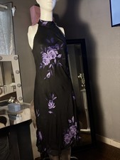 Vintage Jones Wear black And Purple Floral chiffon halter dress