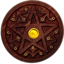 Pentagram Incense Holder - Handcrafted Burner fits 15 Brown 