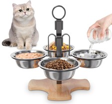 Elevated Cat Bowls with Stand 3 Height Adjustable Raised Cat Food and Water B...