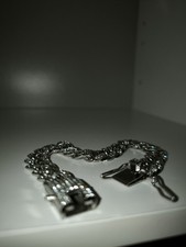 Silver Tone Curb Link Chain Bracelet with Toggle Clasp Metal
