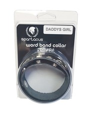 BDSM Bondage Collar Neck Roleplay Metal Spartacus DADDYS GIRL Leather Black 4in