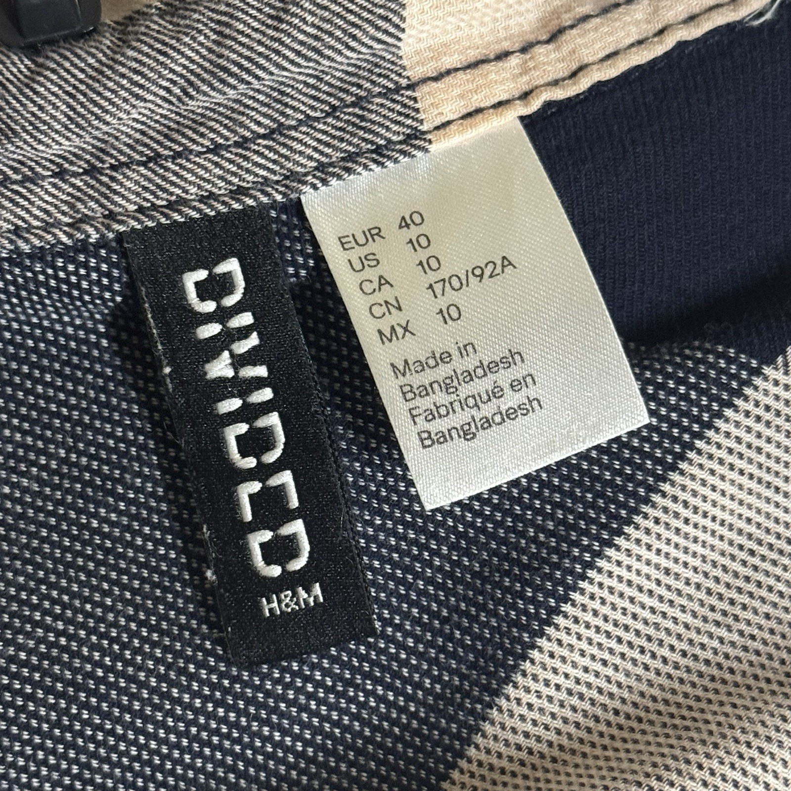 H&M Divided Checkered Long Sleeve Pink Blue 100% Cotton Button Up Top Women’s 10 thumbnail 2