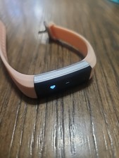 Fitness Activity Tracker Digital Wristwatch Pink Buckle Band Silver Tone Details