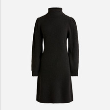 NEW J. CREW $168 BLACK PUFF SLEEVE TURTLENECK SWEATER DRESS SZ S SMALL