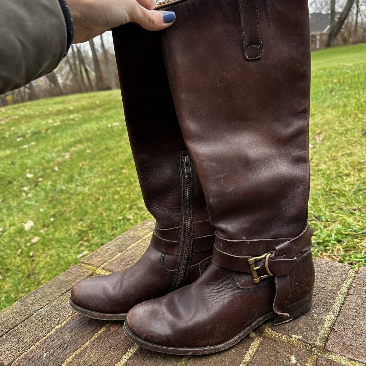 Frye Tall Knotted Melissa Boots Riding Brown Leather 6.5 $395 | eBay