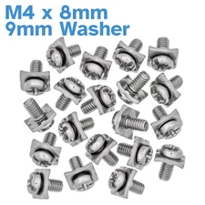 20pcs M4 x 8mm Terminal Block Screws 9mm Square Washers Nickle Plated Steel