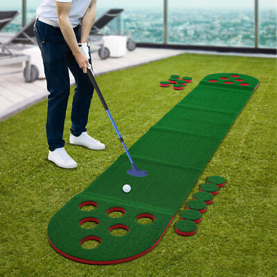 Golf Course Mat Golf Training Aids with Adjustable Clubs+2* Golf Balls Green&Red