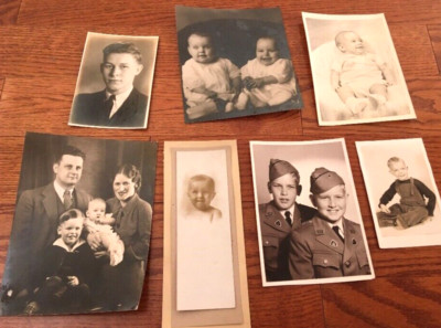 Lot 7 Vintage B&W Photographs Family Baby Scouts Boys Children