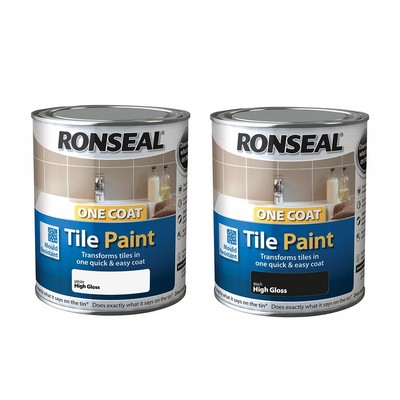 Ronseal Einschicht Fliesenlack glänzend 750 ml Küche Bad Fliesenlack schwarz weiß