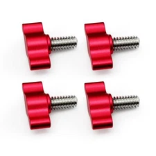 4 Pack 1/4"-20x1/2" Thumb Screw with Red Adjustable Tee Wing Aluminum Knob
