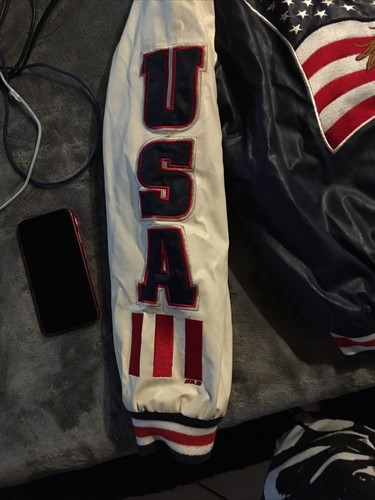 Vintage Steve and Barrys USA varsity jacket M mens blue - Picture 10 of 12
