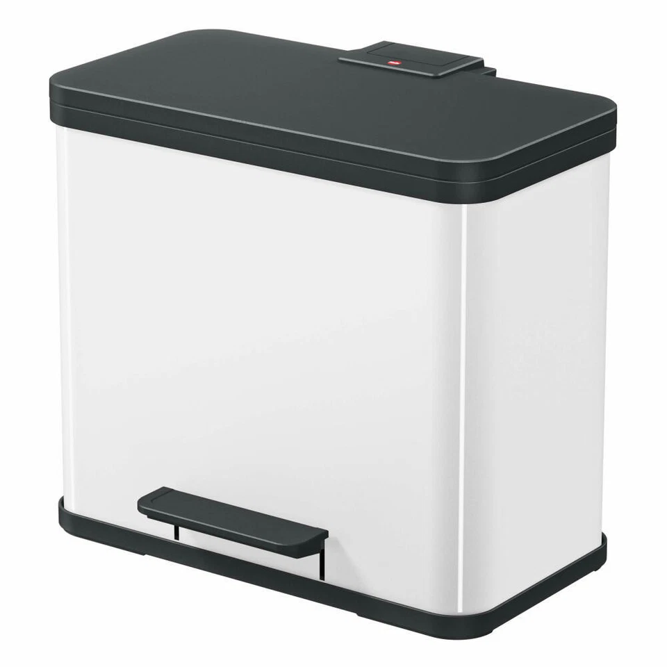 Hailo Mülltrennsystem Öko trio Plus L, Tret-Mülleimer, Stahlblech, Weiß, 3x9 L - Bild 2 von 4