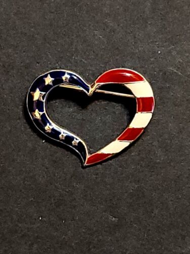 Vintage Avon Red White and Blue Heart Pin - image 1