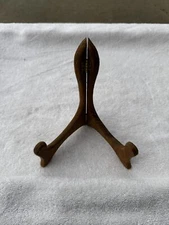 Wooden Plate Stand 7” Tall X 6 1/4” Wide Brass Hinges