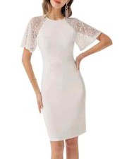 BNWT Size Medium RRP £40 White Lace Raglan Sleeve Womans Bodycon Party Dress