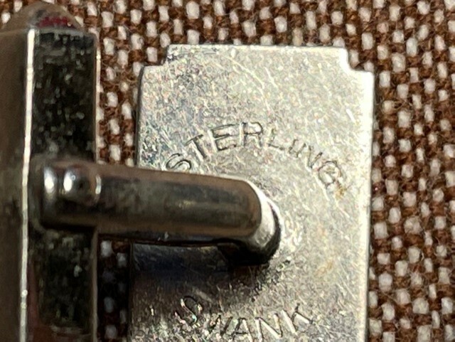 SWANK Sterling Silver Rectangular Cuff Links Engr… - image 3